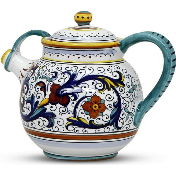 RICCO DELUXE Tea Pot Service Items Deruta Majolica Yellow Gold Emerald Green