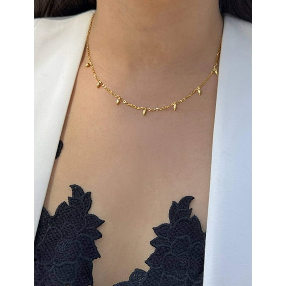 18K Gold Over Sterling Silver Rice Bead Necklace