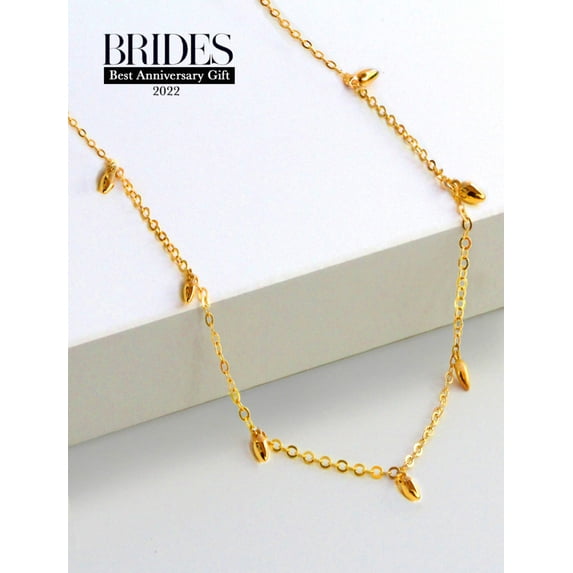18K Gold Vermeil Rice Bead Thin Chain Necklace