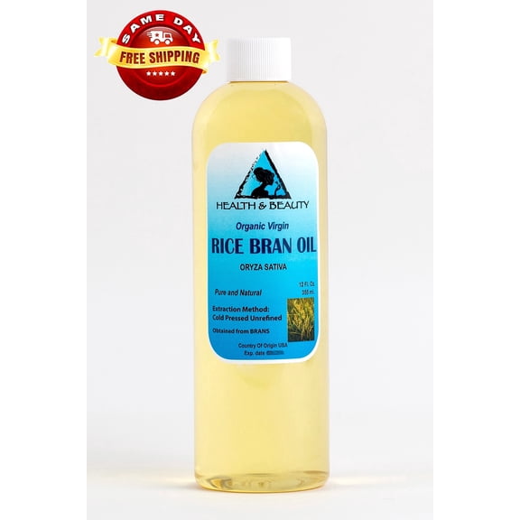 Rice Bran Oil Organic Carrier Unrefined Cold Pressed Virgin Raw Pure 12 oz