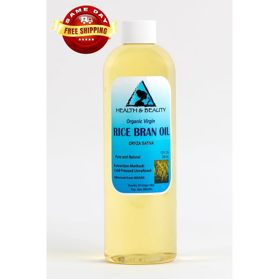 Rice Bran Oil Organic Carrier Unrefined Cold Pressed Virgin Raw Pure 24 oz