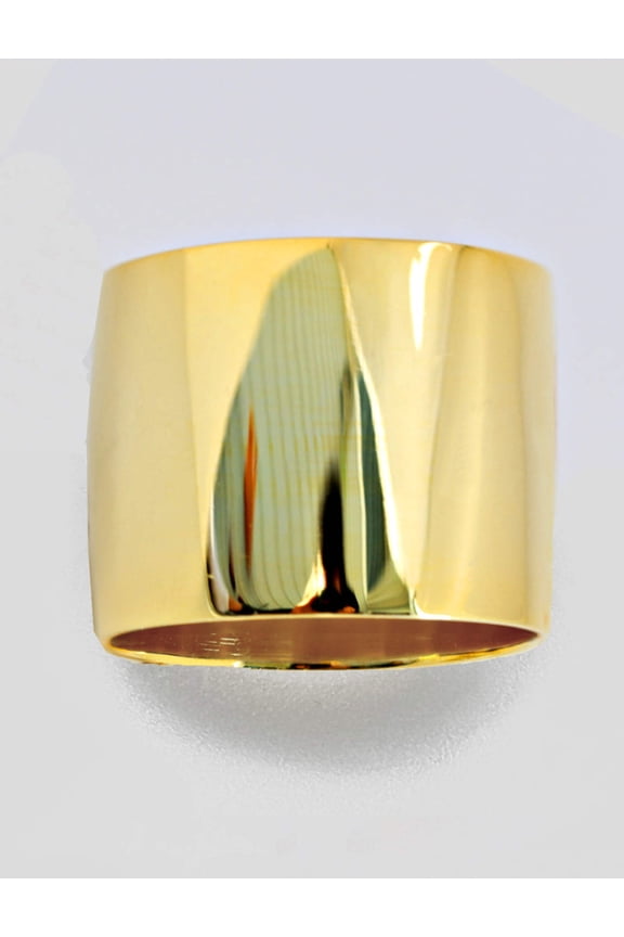18K Gold Over Sterling Silver Rich Thick Cigar Band Ring
