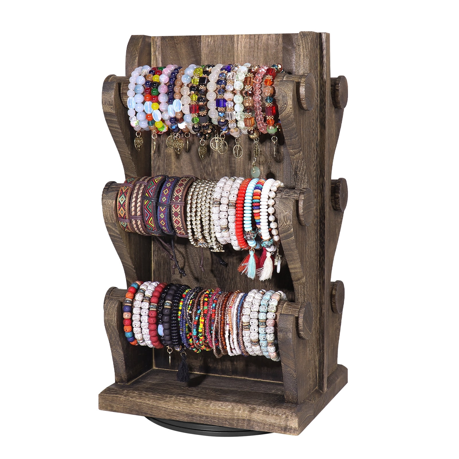 RICH Two-Sided Rotating Wooden Jewelry Bracelet Display Stand-6 ...