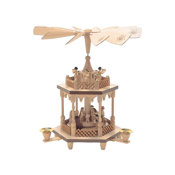 Alexander Taron 12.5" Richard Glaesser 2-Tier Nativity Scene Christmas Pyramid Candle Holder