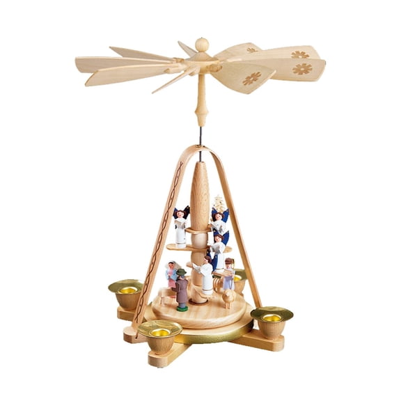 10.5" Richard Glaesser Christmas Nativity Pyramid Candle Holder