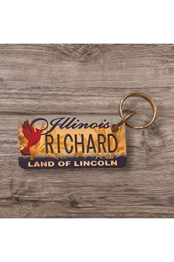 RICHARD Name Keychain License Plate Illinois Land of Lincoln Great Holiday Gift