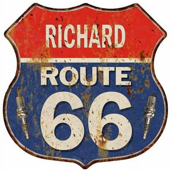 RICHARD Route 66 Sign Shield Metal Gift Man Cave Gift 211110002431
