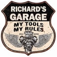 thumbnail image 1 of RICHARD'S Garage My Tools My Rules V8 Wings 12x12 Metal Sign 211110026010, 1 of 1