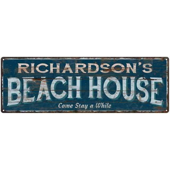 RICHARDSON'S Beach House Blue Rustic Cabin Home Decor 8x24 Metal 108240026074