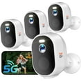 thumbnail image 1 of RICHCHO 5G/2.4G Wireless Outdoor Security Camera, 2K Cameras for Home Security Battery Powered with AI Motion Detection & Bird Recognition - Color Night Vision, Alexa Compatible, White 4Pack, 1 of 9