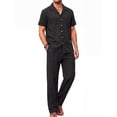 thumbnail image 1 of RICHCOIN Men 2 Piece Linen Outfit Beach Button Down Shirt Casual Loose Pant Sets, 1 of 7