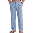 thumbnail image 1 of RICHCOIN Men Casual Pants Regular Fit Elastic Waist Lightweight Trousers Pleated Dress Pants For Men Beach with Pocket, 1 of 7