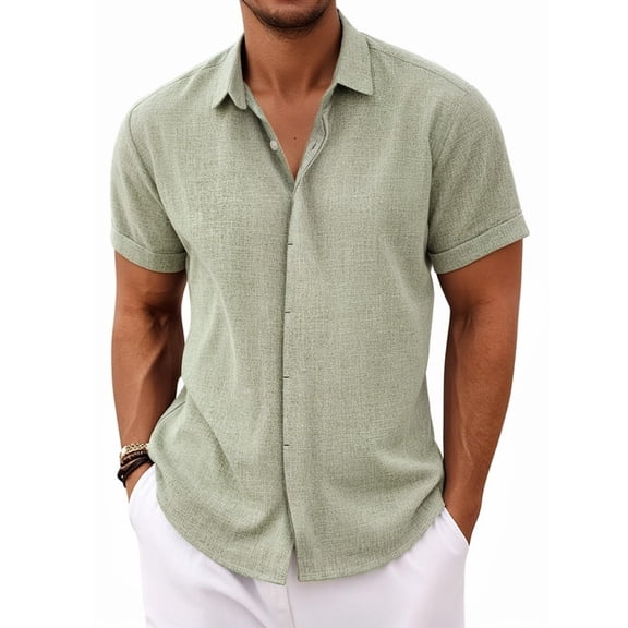 RICHCOIN Men's Casual Button Down Shirt Short Sleeve Shirts Vacation Summer Beach Tops