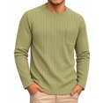 thumbnail image 1 of RICHCOIN Men's Crewneck T-Shirts Long Sleeve Shirts for Men Ribbed Knit Textured Solid Casual Pocket Basic Tee Tops, 1 of 7