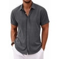 thumbnail image 1 of RICHCOIN Men's Linen Shirts Short Sleeve Casual Shirts Button Down Shirt for Men Summer Beach Shirt, 1 of 7