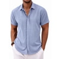 thumbnail image 1 of RICHCOIN Men's Linen Shirts Short Sleeve Casual Shirts Button Down Shirt for Men Summer Beach Shirt, 1 of 7