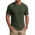 thumbnail image 1 of RICHCOIN Men's Ribbed Knit Crewneck T-Shirts Short Sleeve Textured Solid Casual Tee, 1 of 7