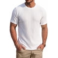 thumbnail image 1 of RICHCOIN Men's Ribbed Knit Crewneck T-Shirts Short Sleeve Textured Solid Casual Tee, 1 of 7