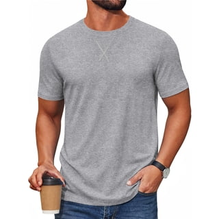 RICHCOIN Men's T Shirts Longline Curved Drop Tail Crewneck Short Sleeve Tee Hipster Fitted Shirt