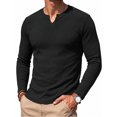 thumbnail image 1 of RICHCOIN Men's V Neck Long Sleeve Shirts Slim Fit Basic T Shirts Ribbed Fashion Tee, 1 of 7