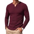 thumbnail image 1 of RICHCOIN Men's V Neck Long Sleeve Shirts Slim Fit Basic T Shirts Ribbed Fashion Tee, 1 of 7
