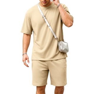 RICHCOIN Mens 2 Piece Sets Casual Outfit Summer Vacation Beach Short Sleeve T Shirts and Shorts for Men