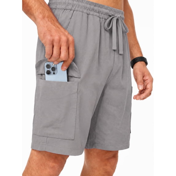 RICHCOIN Mens Cargo Shorts Adjustable Drawstring Elastic Waist Lightweight Summer Shorts with Pockets
