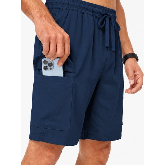 RICHCOIN Mens Cargo Shorts Adjustable Drawstring Elastic Waist Lightweight Summer Shorts with Pockets
