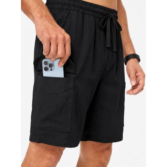 RICHCOIN Mens Cargo Shorts Adjustable Drawstring Elastic Waist Lightweight Summer Shorts with Pockets