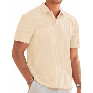 RICHCOIN Mens Casual Polo Shirt Summer Short Sleeve Vacation Button Beach Knit Stretchy Golf Shirts