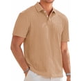 thumbnail image 1 of RICHCOIN Mens Casual Polo Shirt Summer Short Sleeve Vacation Button Beach Knit Stretchy Golf Shirts, 1 of 7