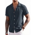 thumbnail image 1 of RICHCOIN Mens Linen Shirts Cuban Hawaiian Shirts Short Sleeve Button Down Casual Summer Beach Tops, 1 of 6