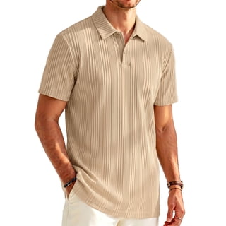 RICHCOIN Mens Polo Shirts Summer Short Sleeve Textured Knit Tops Casual Collared T Shirt