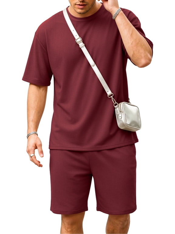 Mens Shorts Sets 2 Piece Outfits Summer Casual Tracksuit Short Sleeve T Shirts and Shorts Suit for Men