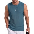 thumbnail image 1 of RICHCOIN Mens Tank Top Round Neck Sleeveless Muscle Shirts Lightweight Summer Beach Textured Tee, 1 of 7