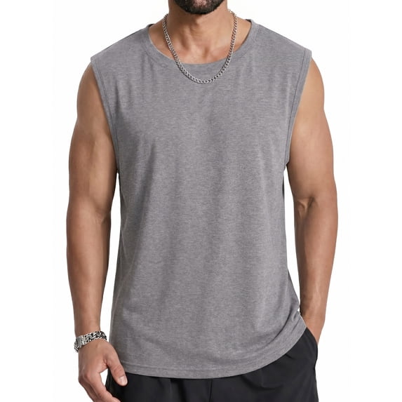 RICHCOIN Mens Workout Tank Tops Sleeveless Muscle Shirt Acid Wash T Shirts Running Beach Loose Fit Tee