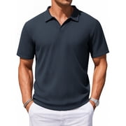 RICHCOIN Polo Shirts for Men Short Sleeve Classic Collared Casual Knit Golf T Shirt Summer Tops