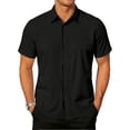 thumbnail image 1 of RICHCOIN Short Sleeve Mens Dress Shirts Casual Solid Shirts for Men Button Down Business Shirt, 1 of 7