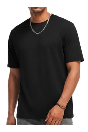 Short Sleeve T-shirt for Men Crew Neck Summer Top Casual Loose Plain Black Tee Shirt L