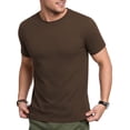 thumbnail image 1 of RICHCOIN Short Sleeve Top for Men Athletic Workout Summer Top Brown Casual Ribbed Round Neck Tee Shirt M, 1 of 7