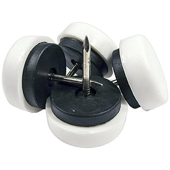TruGuard F31910TV Furniture Glides, Nail-On Cushioned, White Plastic Base, 7/8-In., 4-Pk. - Quantity 6