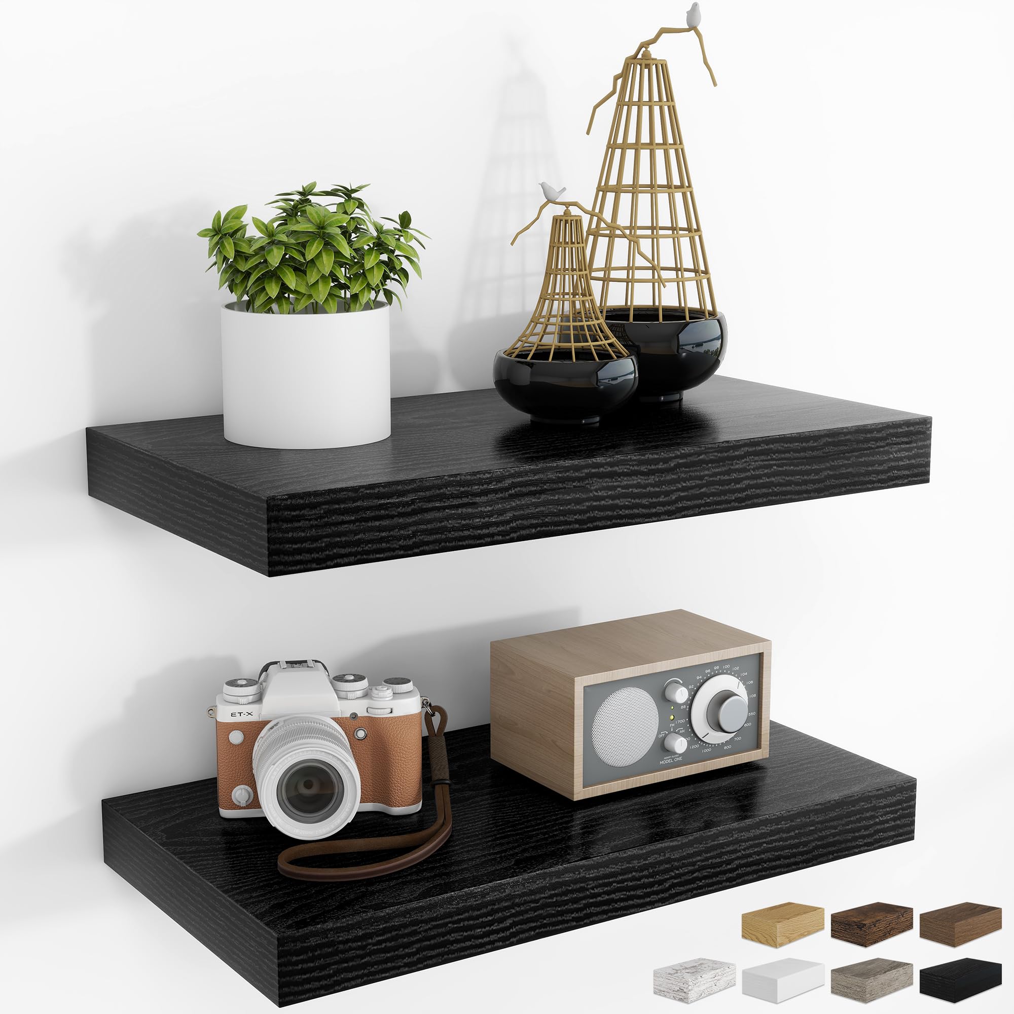 RICHFOCUS 16Inch Floating Shelves For Wall 2 Pack Shelves For Bedroom 
