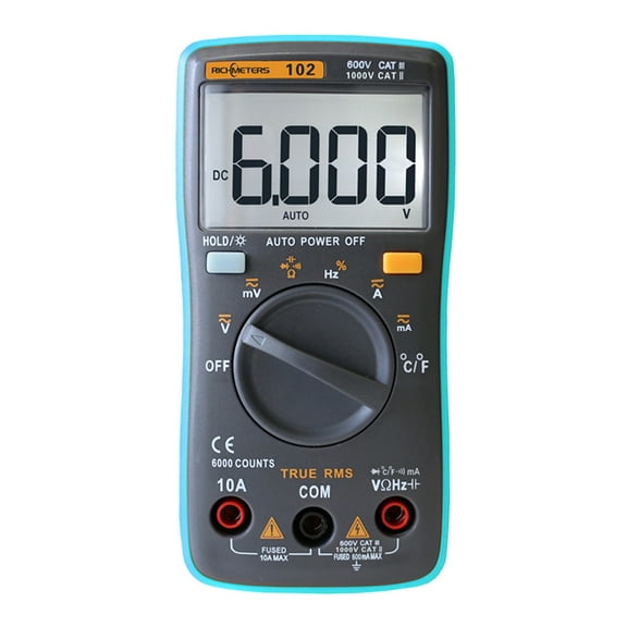 RICHMETERS 102 Multimeter 6000 counts Back light AC/DC Ammeter Voltmeter Ohm Frequency Diode Temperature