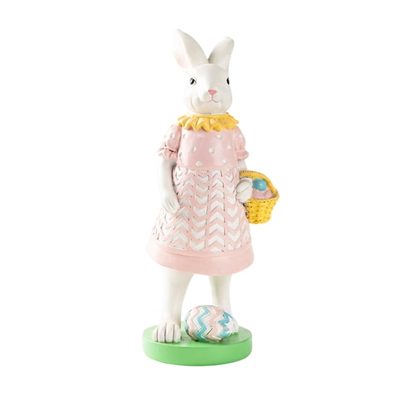 RICHMH Easter Bunny Figurines - Easter Egg, Cute Spring Bunny Decor for Home, Tabletop, and Gift - 4.5*3.9*12"(B)