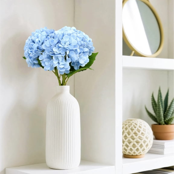 RICHMJ 3PCS Realistic Artificial Hydrangea Flowers, 19in Artificial Dry Flowers for Outdoor Wedding Christmas Office Family Party Living Room Table Decoration