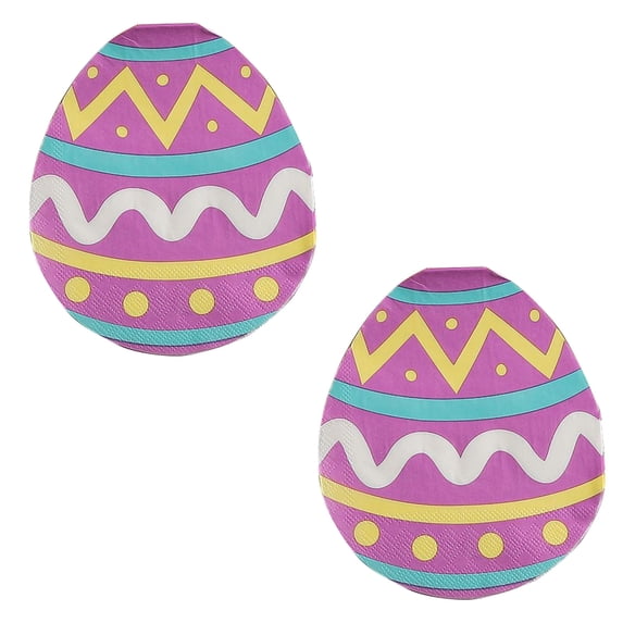 RICHMJ 40pcs Multicolor Paper Easter Egg Shaped Napkins - Easter Party Napkins - Disposable Napkins (Purple)