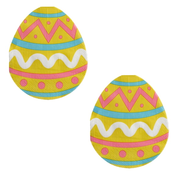 RICHMJ 40pcs Multicolor Paper Easter Egg Shaped Napkins - Easter Party Napkins - Disposable Napkins (Yellow)