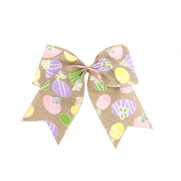 RICHMJ 6.3*5.91 Inch Easter Burlap Bows Spring Bunny Bow for Gift Wrapping Tree Topper Front Door Party Home Decorations
