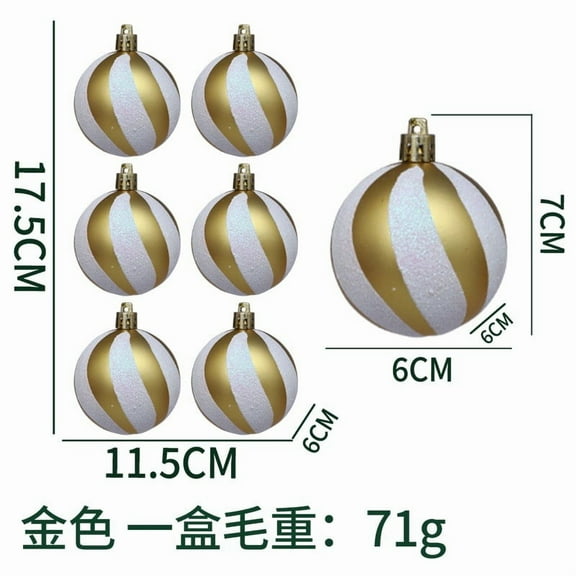 RICHMJ 6PCS Candy Cane Ornaments for Christmas Tree 2.36inch Swirl Candy Christmas Balls Glittering Plastic Xmas Baubles Hanging Decorations for Holiday Home Party Decor (Gold)