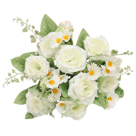RICHMJ 7pcs Artificial Flowers Forest Fake Roses Peonies Dahlia Greenery Combo Box Set for Wedding Bouquets Bridal Shower Centerpieces Floral Arrangement Party Tables Home Decoration (D)